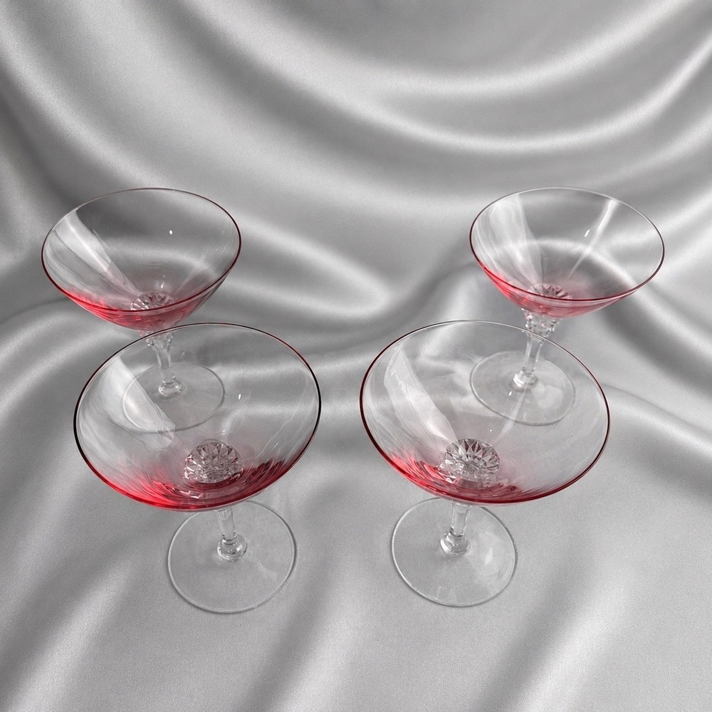 Tiffin Franciscan Wisteria Pink Tall Sherbet Champagne Coupe Set of 4 Stem 17501